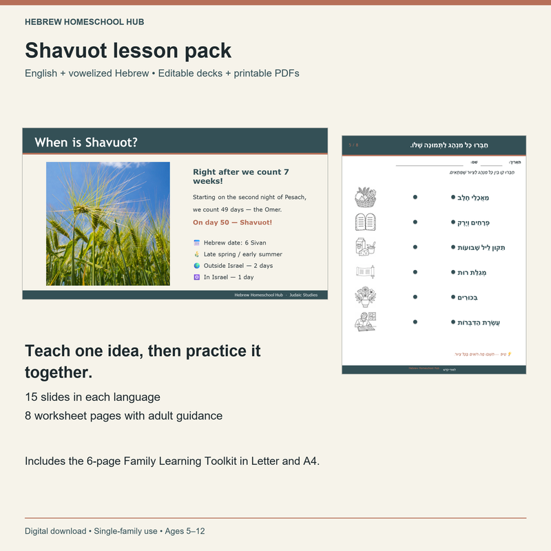 Shavuot lesson pack — Hebrew Homeschool Hub