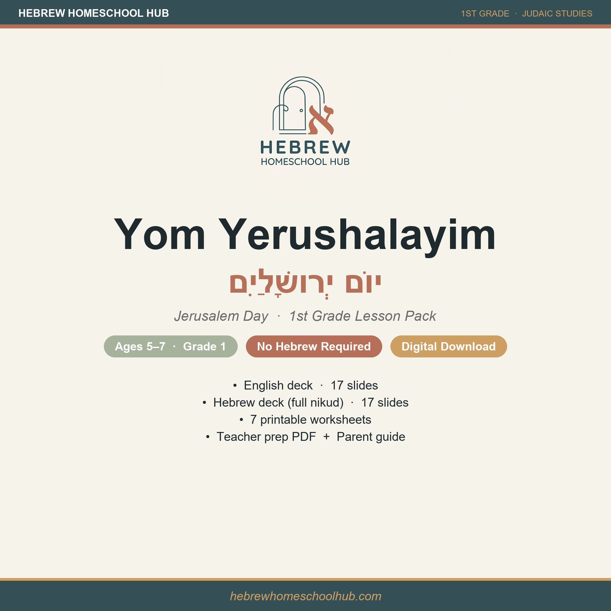 Yom Yerushalayim Jerusalem Day lesson pack — Hebrew Homeschool Hub